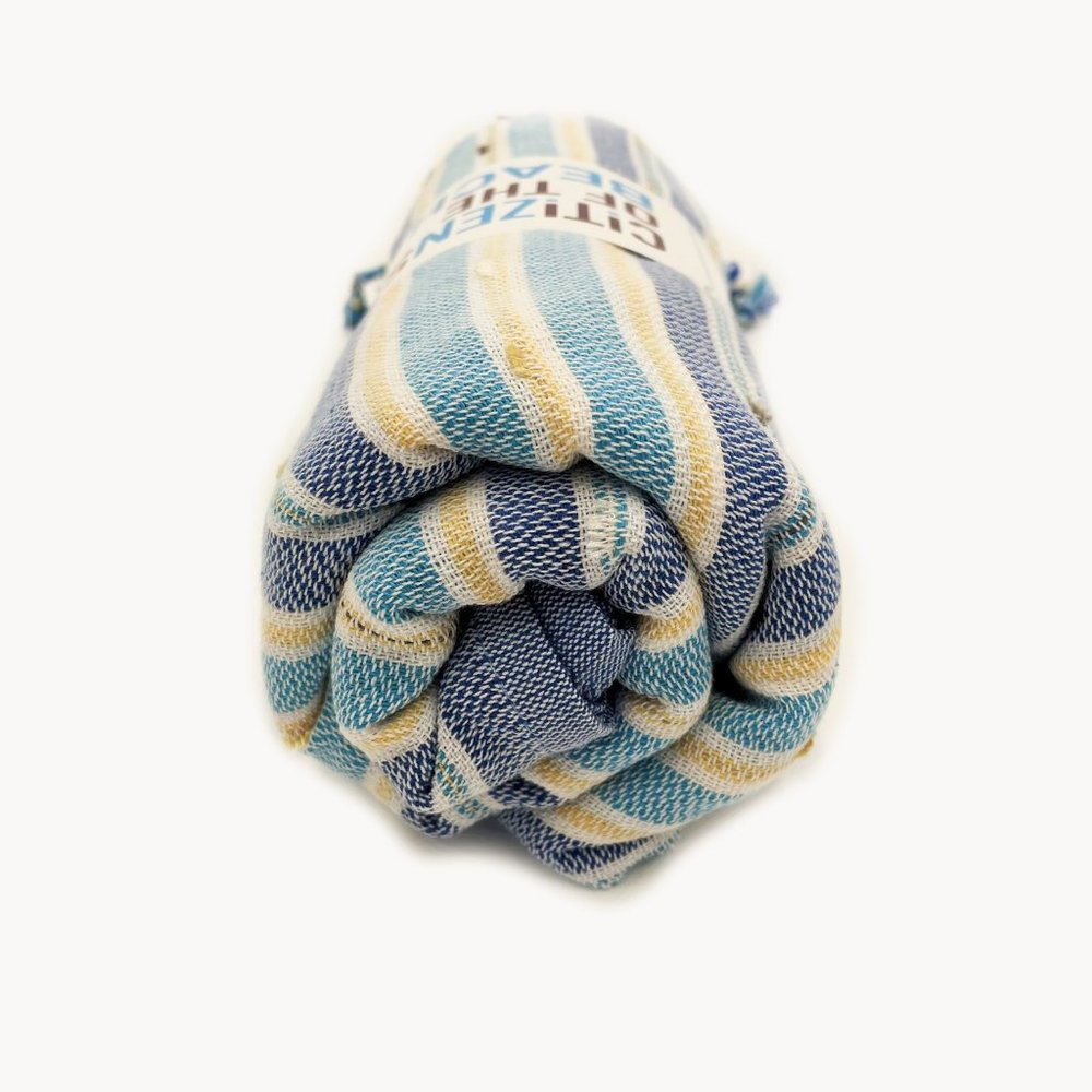 Sand Free Bohemian Turquoise Blue Towels - 100% Cotton Boho Beach Bath Towel - Picture 5 of 10